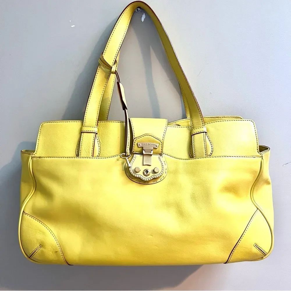 Talbots yellow Leather shoulder Bag with key and lock